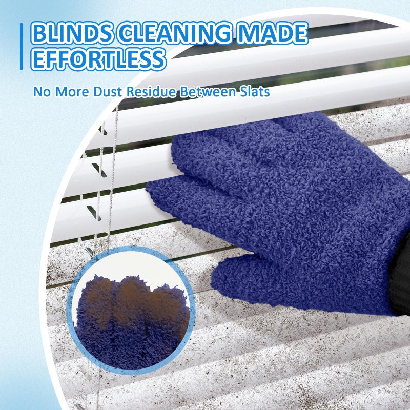 MIG4U Microfiber Gloves - Dusting Gloves for House Cleaning - Washable Blind Cleaner Duster Tool (Navy,S/M) - Image 4